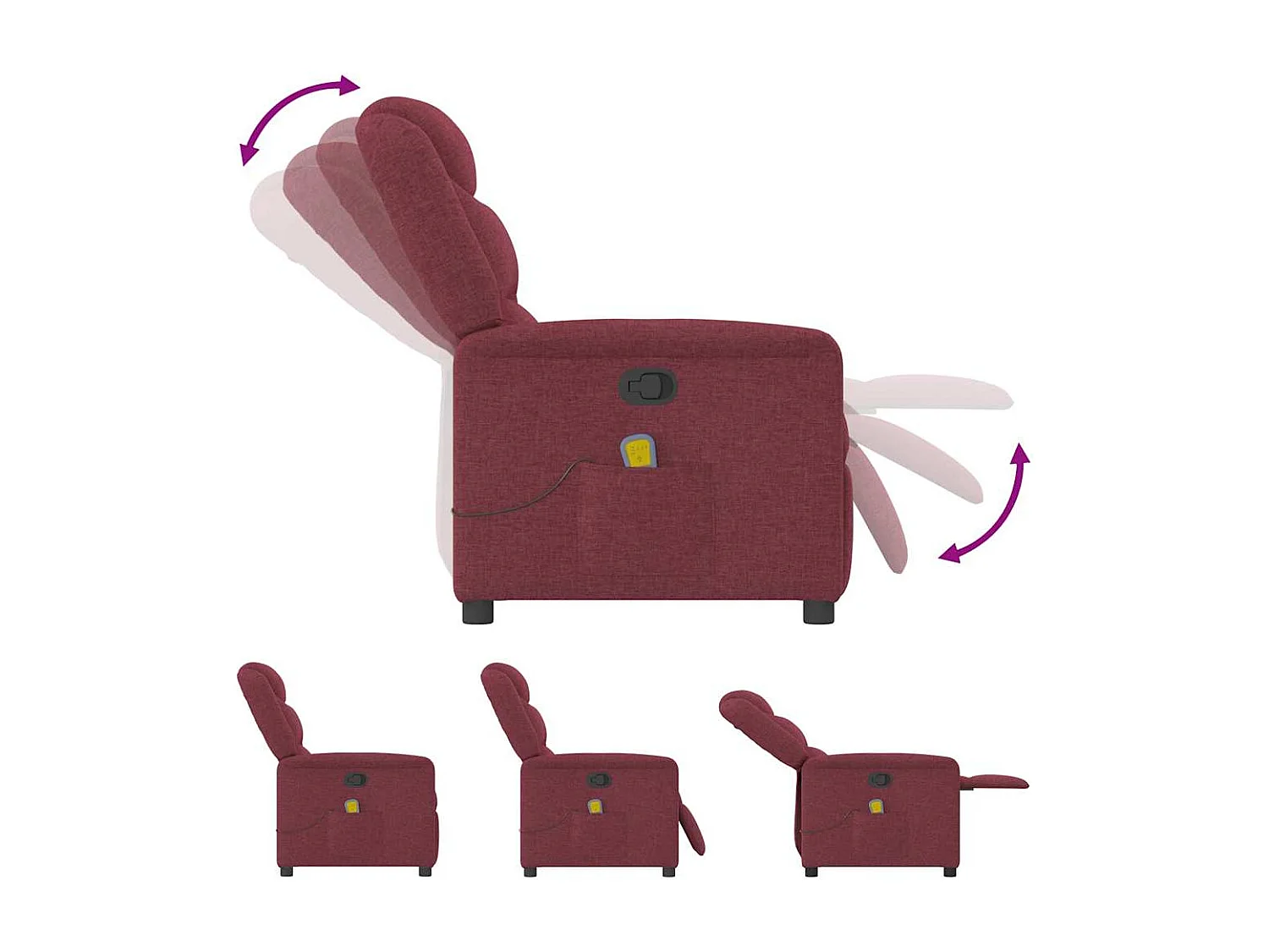 Fauteuil inclinable-Chaise de relax-Fauteuil de Massage Rouge bordeaux Tissu SHL2687