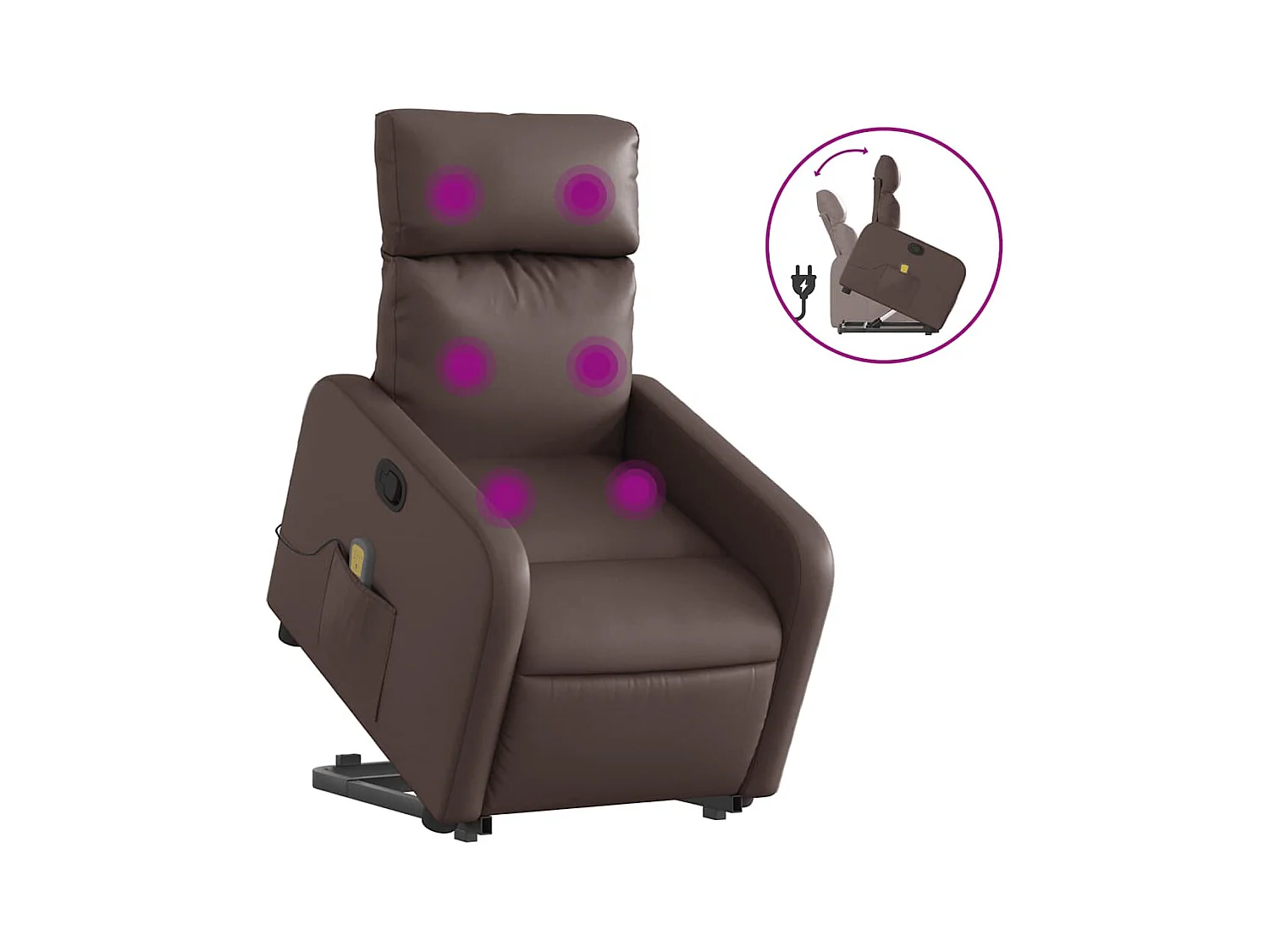 Fauteuil inclinable-Chaise de relax-Fauteuil de Massage Marron Similicuir SHL2757