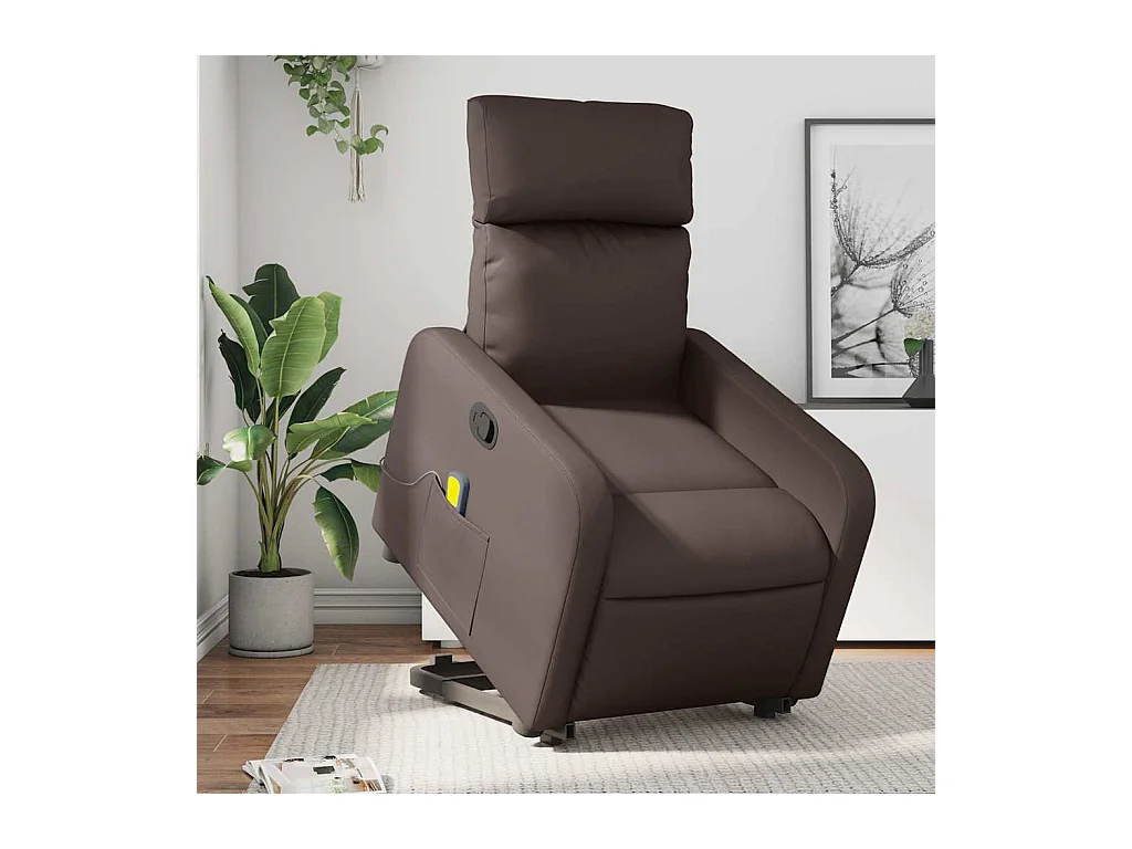 Fauteuil inclinable-Chaise de relax-Fauteuil de Massage Marron Similicuir SHL2757