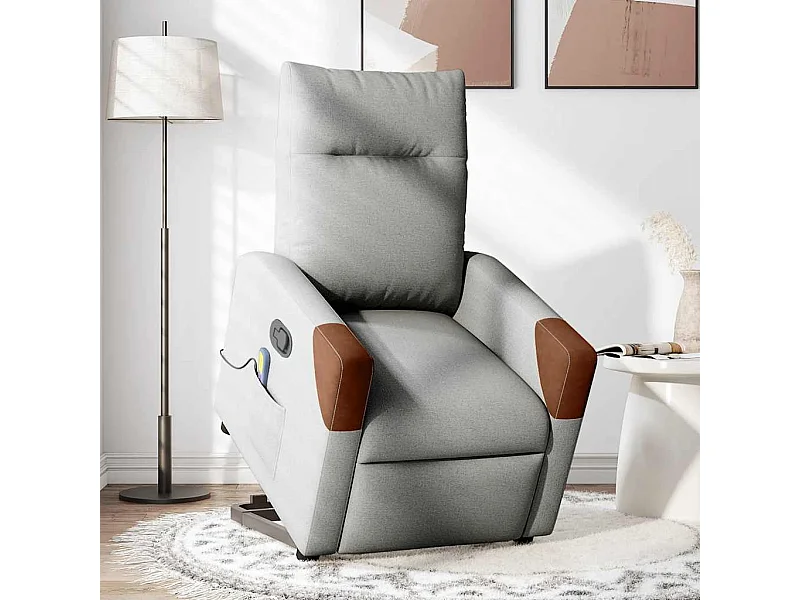 Sillón de salón | Silla | Sillón de masaje reclinable de pie de tela gris nube SHL4370