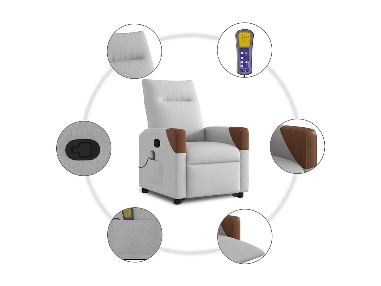 Sillón de salón | Silla | Sillón de masaje reclinable de pie de tela gris nube SHL4370