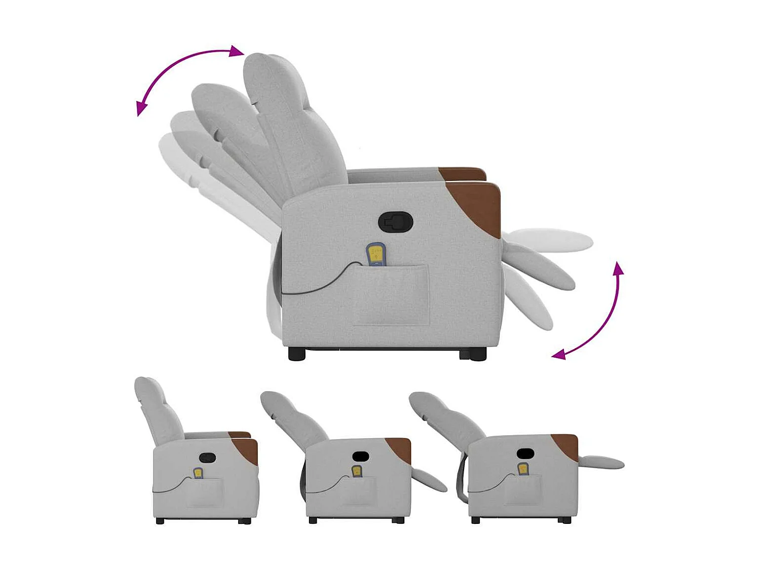 Fauteuil inclinable-Chaise de relax-Fauteuil de Massage gris nuage tissu SHL3953