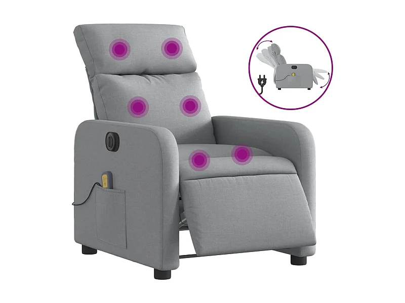 Fauteuil inclinable électrique-Fauteuil de massage de Salon gris clair tissu SHL1481