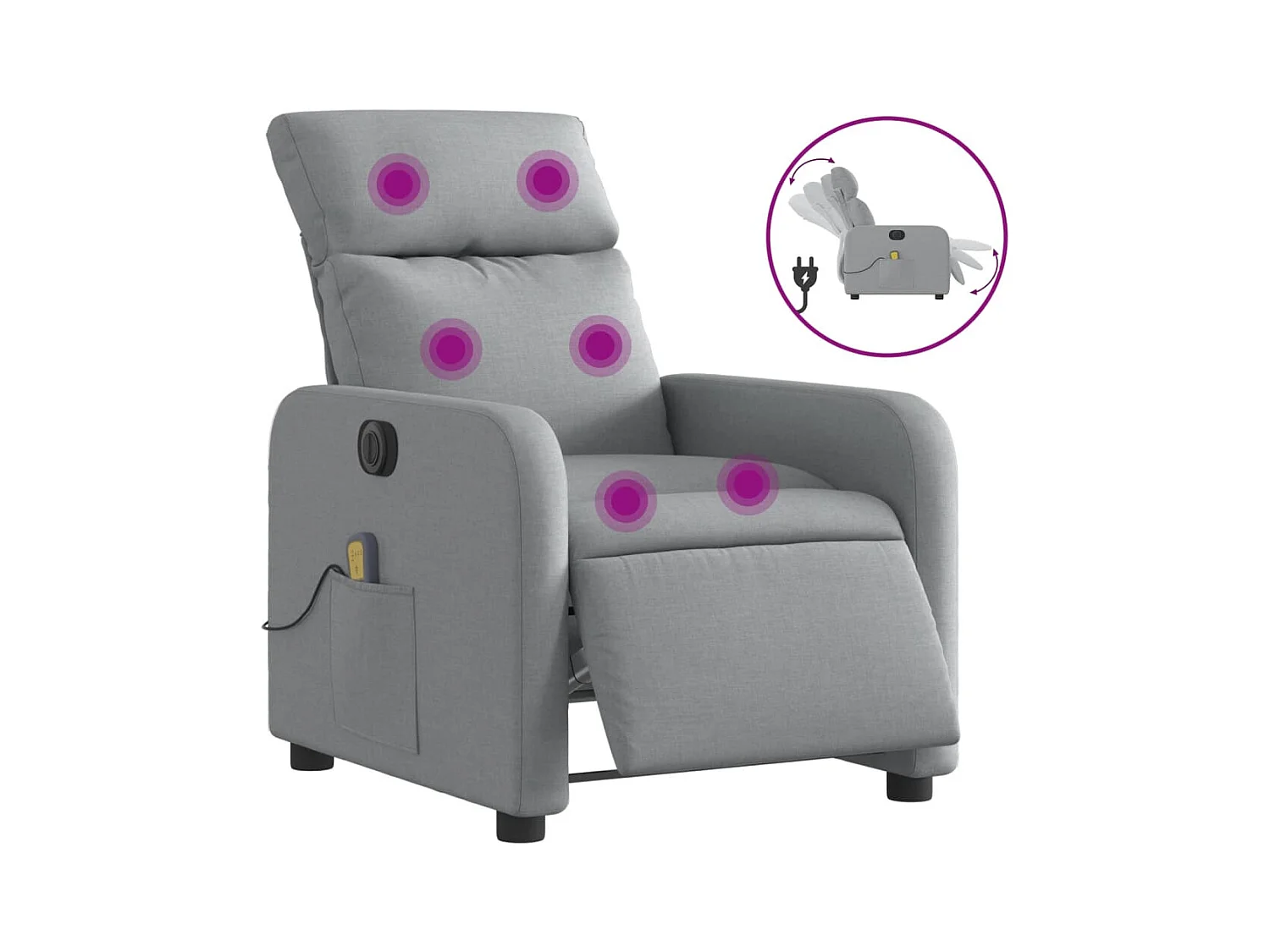 Fauteuil inclinable électrique-Fauteuil de massage de Salon gris clair tissu SHL1481
