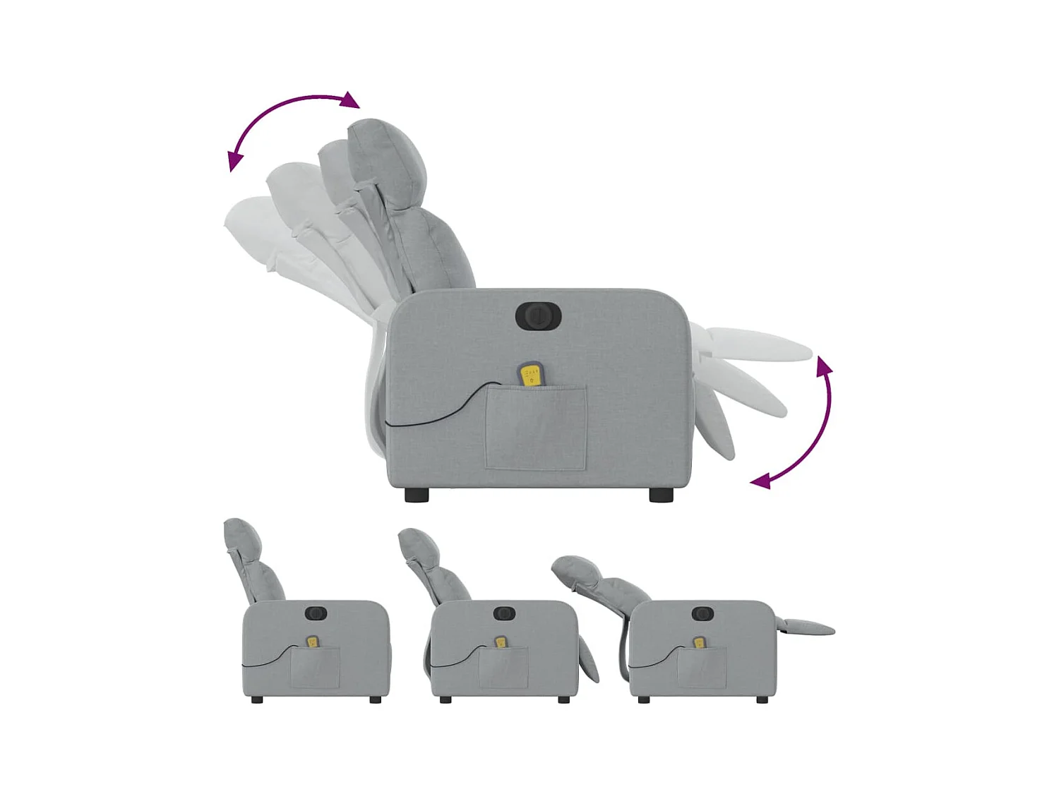 Fauteuil inclinable électrique-Fauteuil de massage de Salon gris clair tissu SHL1481