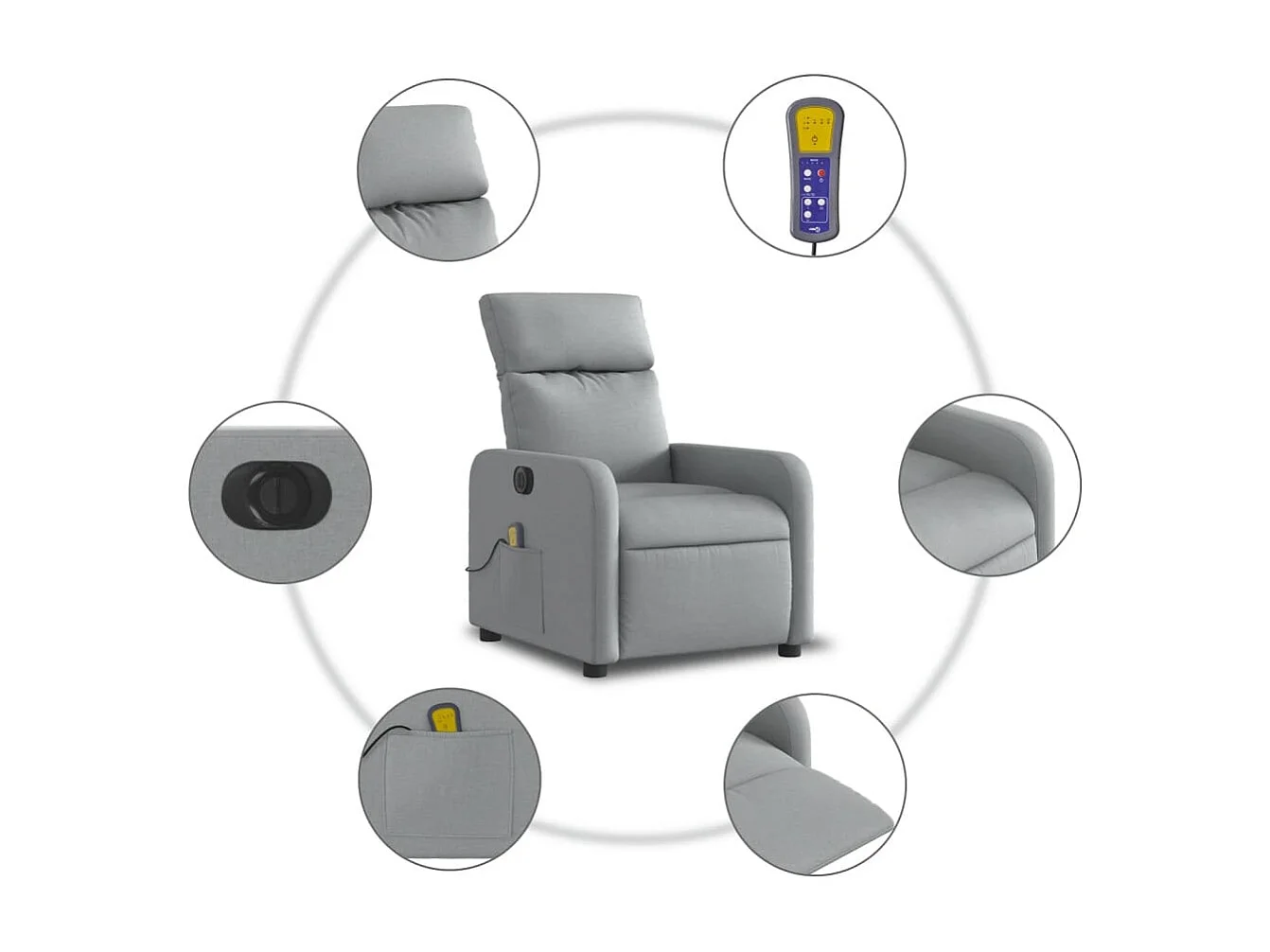 Massagesessel Elektrisch | Relaxsessel indoor Hellgrau Stoff SHL62775