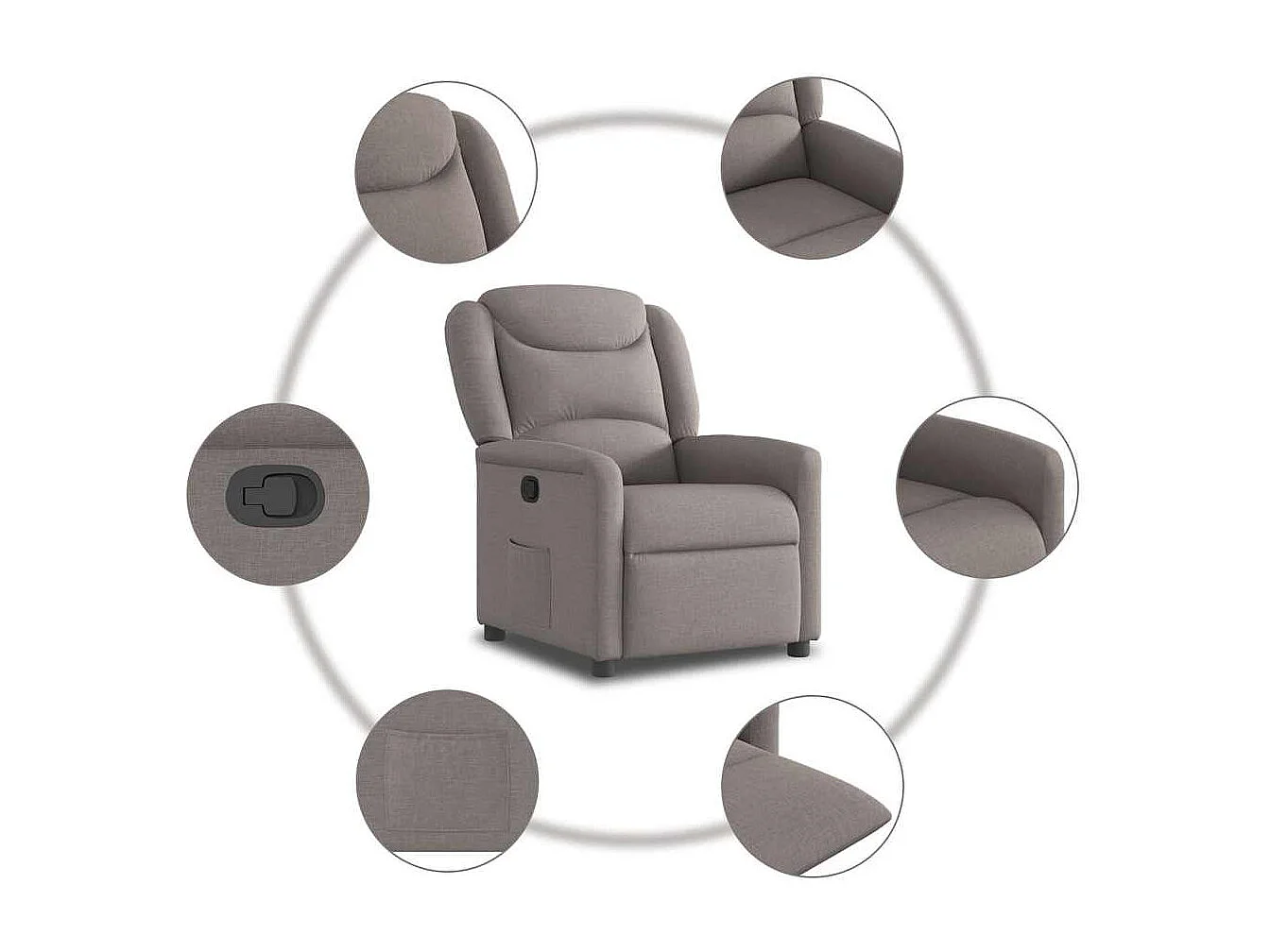 Fauteuil inclinable-Chaise de relax-Fauteuil TV Taupe Tissu SHL1065