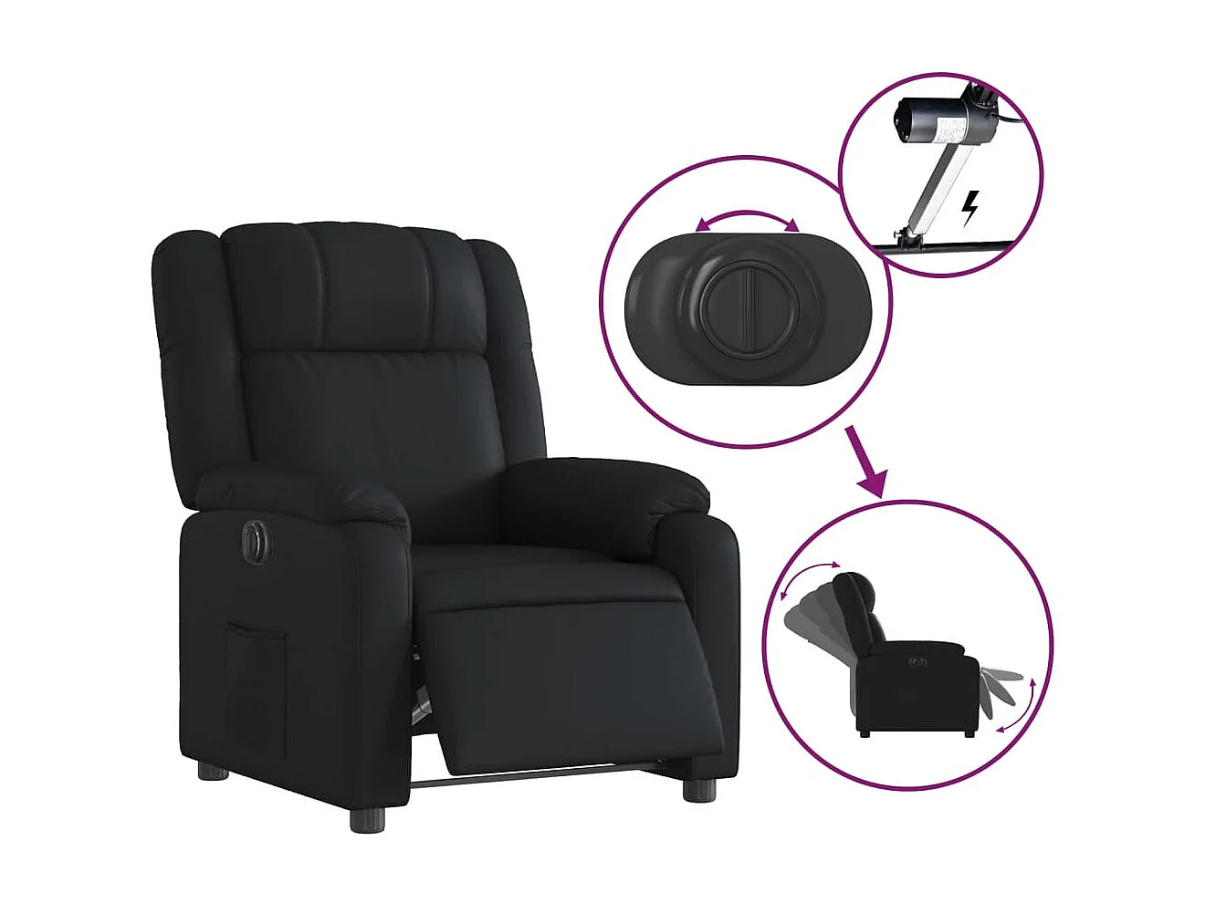 Sillón de relax | Silla | Sillón reclinable eléctrico de cuero sintético negro SHL5120