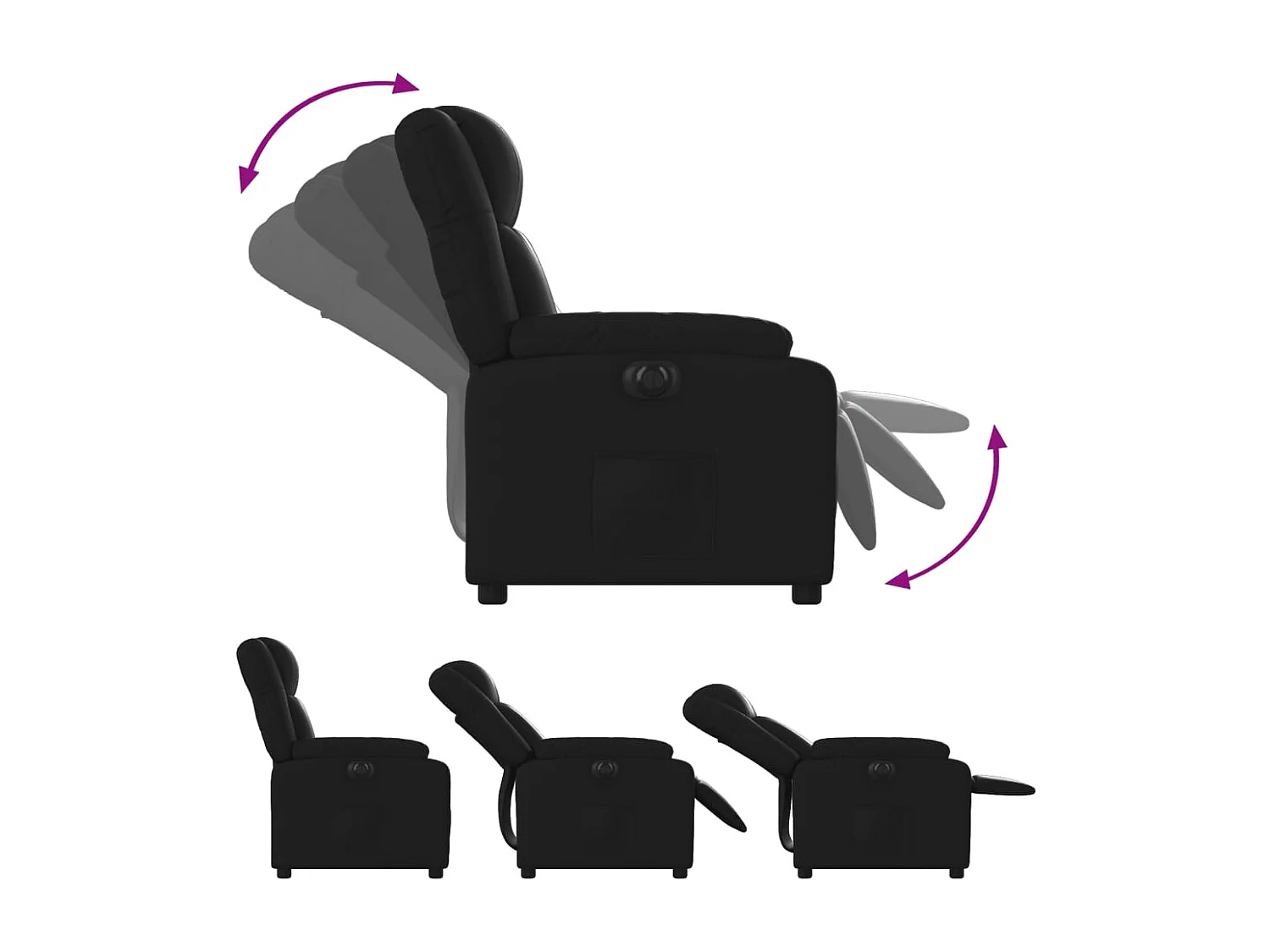Sillón de relax | Silla | Sillón reclinable eléctrico de cuero sintético negro SHL5120
