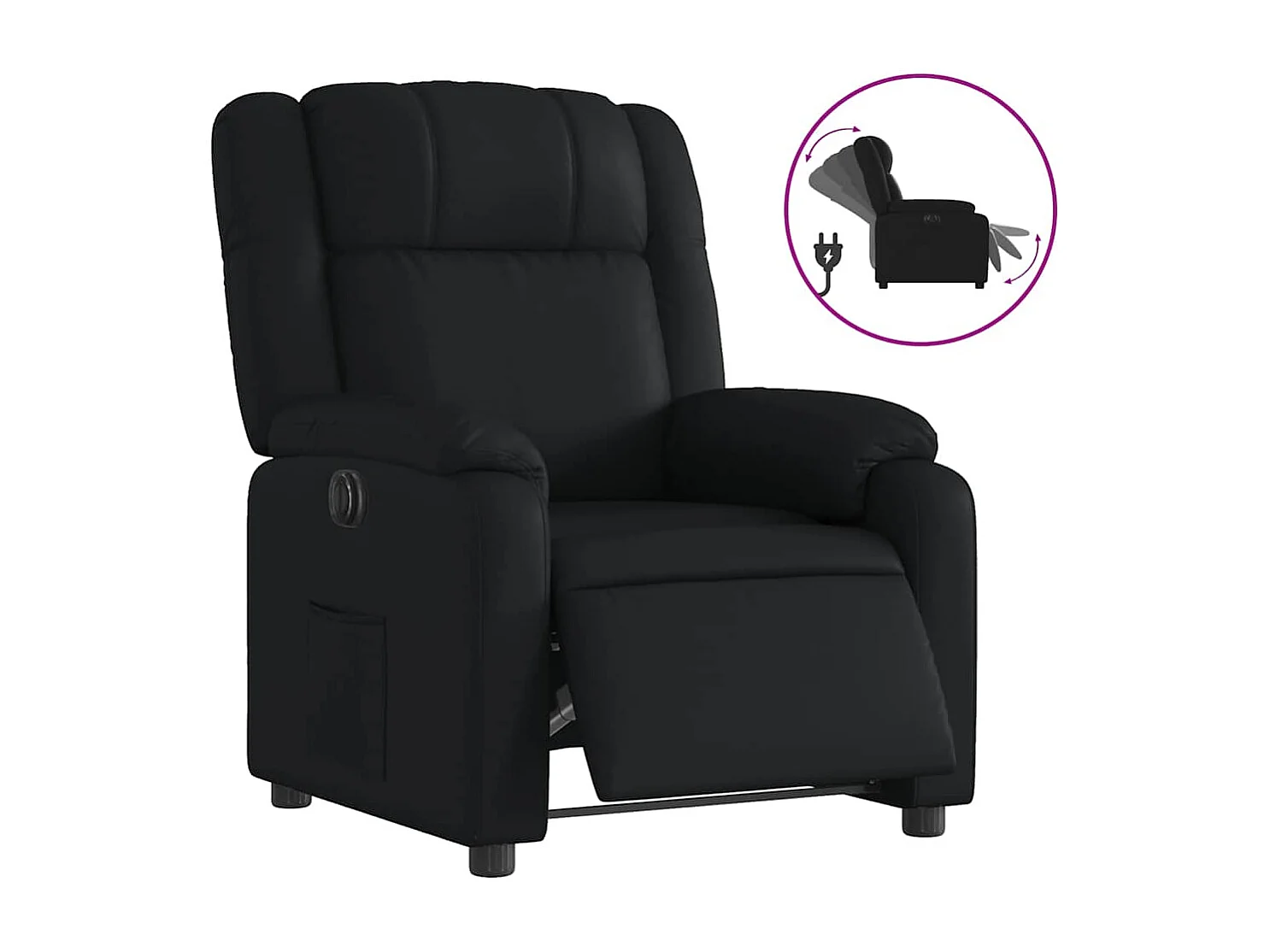 Relaxsessel Elektrisch | Lounge Sessel indoor Schwarz Kunstleder SHL81139