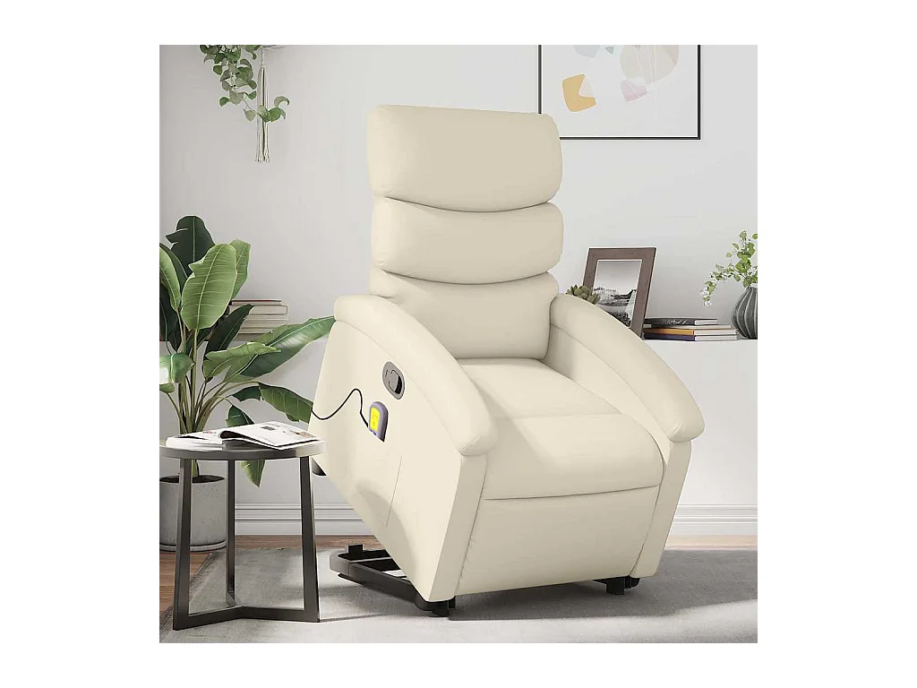 Sillón de relax | Sillón reclinable de masaje de pie cuero artificial color crema SHL4269
