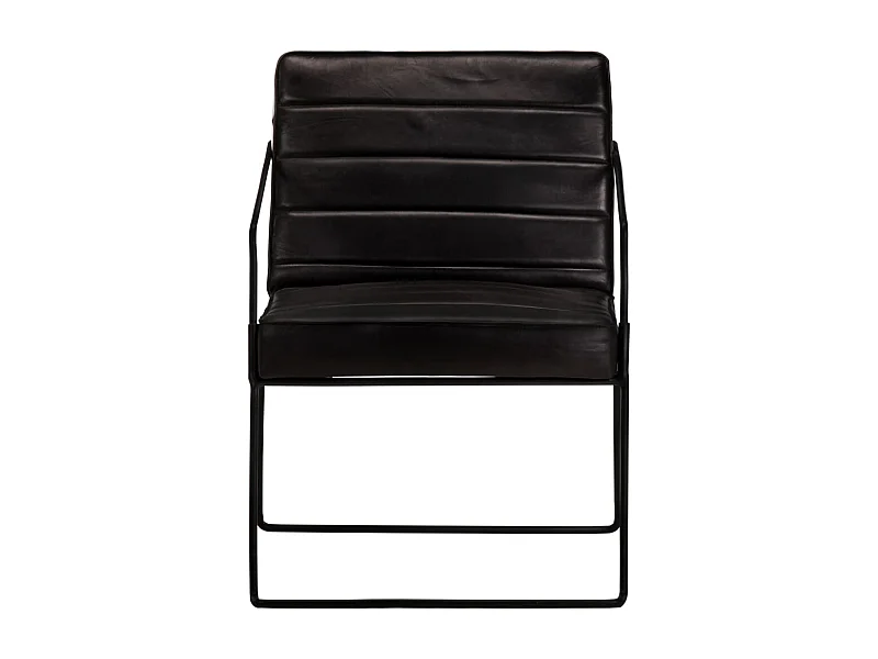 Fauteuil salon-Chaise-Fauteuil Noir Cuir véritable SHL2732