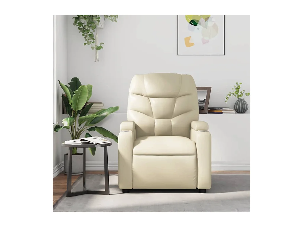 Sillón de relax | Sillón reclinable de masaje cuero sintético crema SHL6912