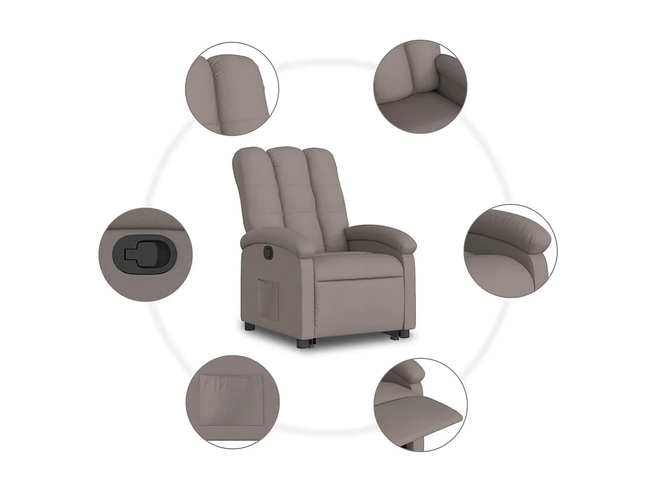 Sillón de relax | Silla | Sillón reclinable elevable tela gris taupe SHL5255