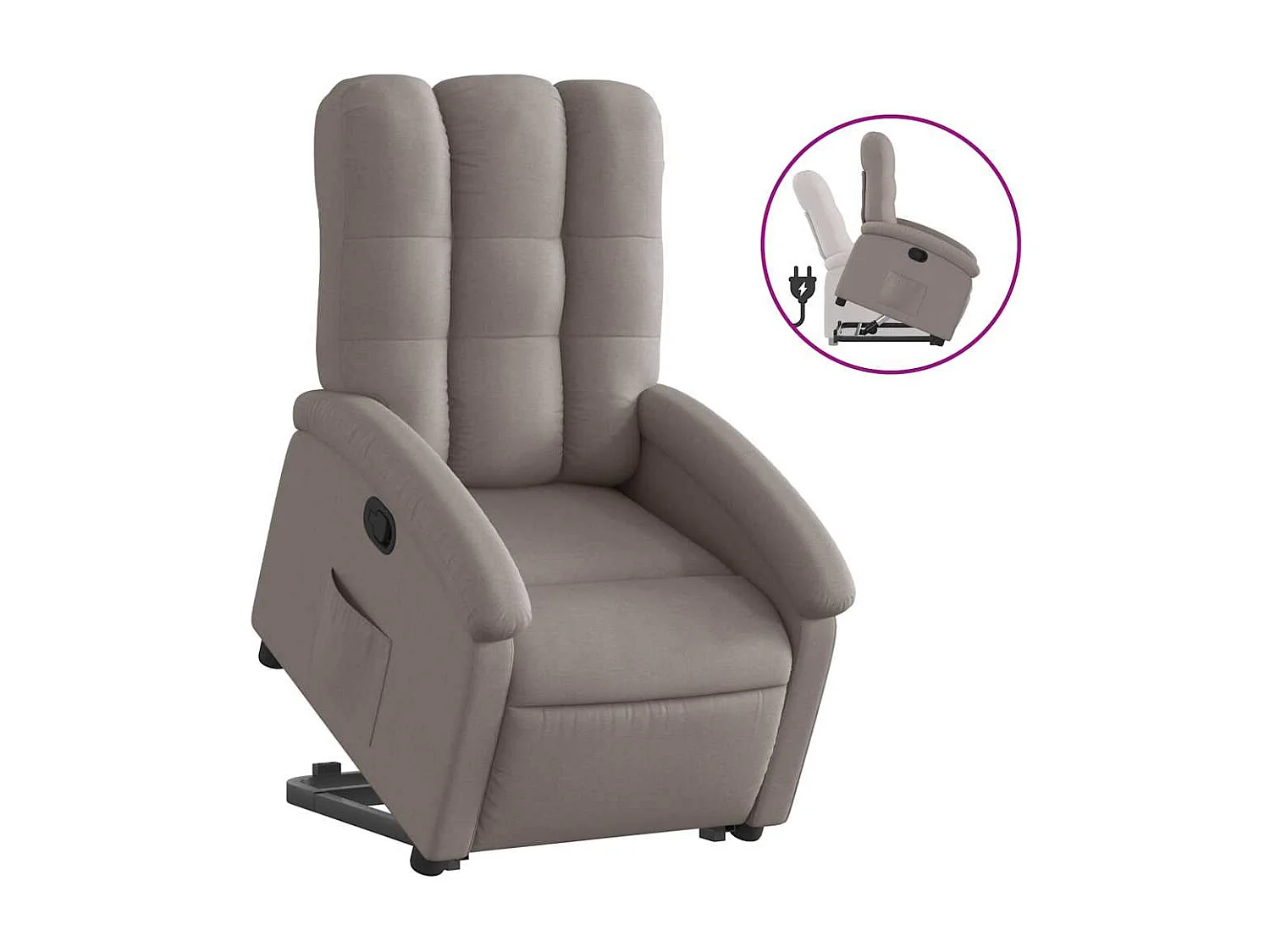 Relaxsessel | Lounge Sessel für Wohnzimmer mit Aufstehhilfe Taupe Stoff SHL99548