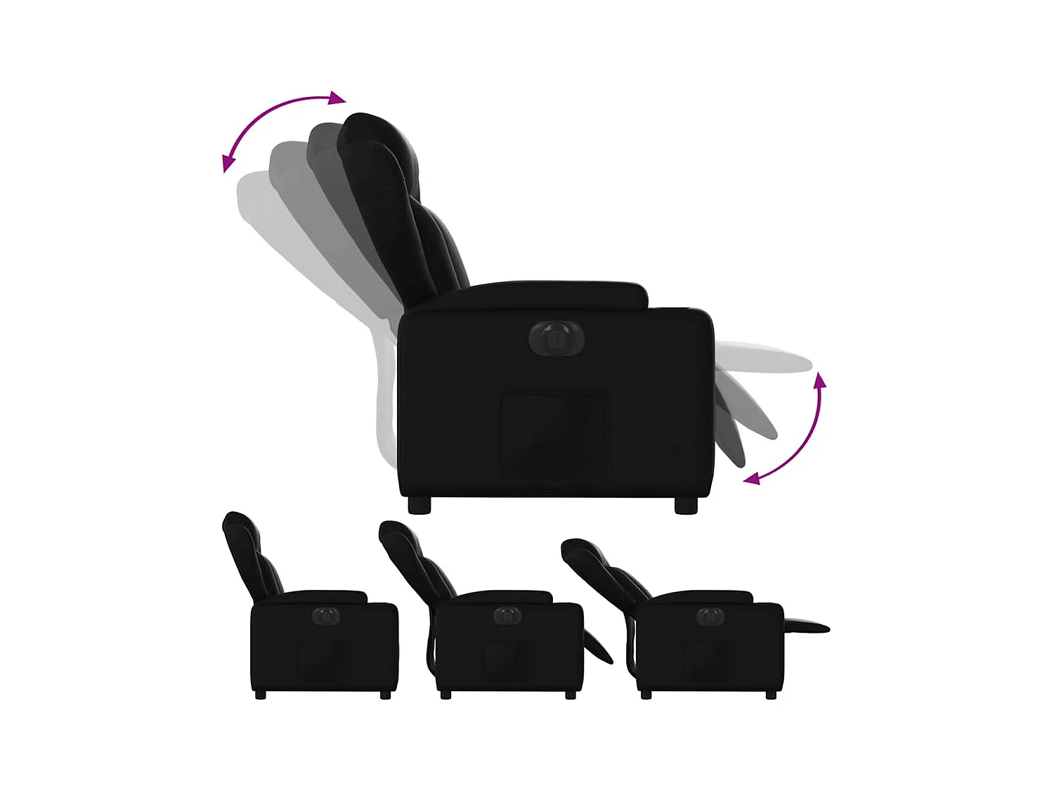 Sillón de relax | Silla | Sillón reclinable eléctrico de cuero sintético negro SHL7912