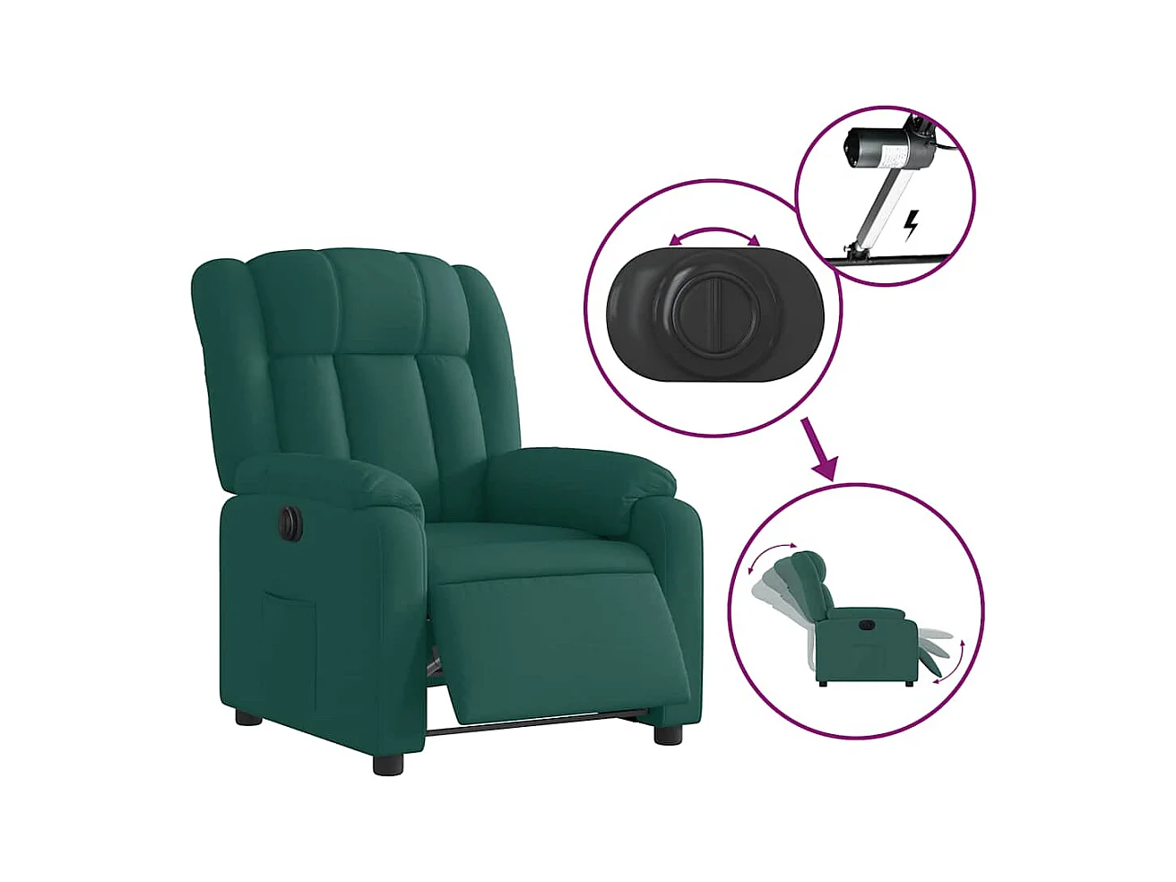 Sillón de relax | Silla | Sillón reclinable eléctrico tela verde oscuro SHL9223