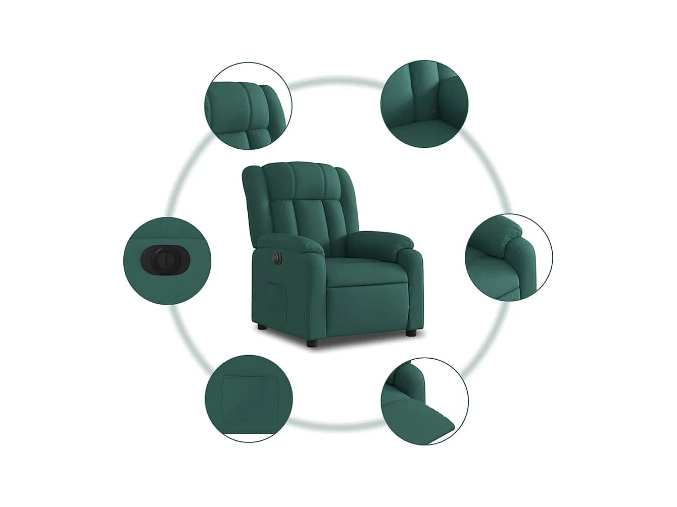 Sillón de relax | Silla | Sillón reclinable eléctrico tela verde oscuro SHL9223