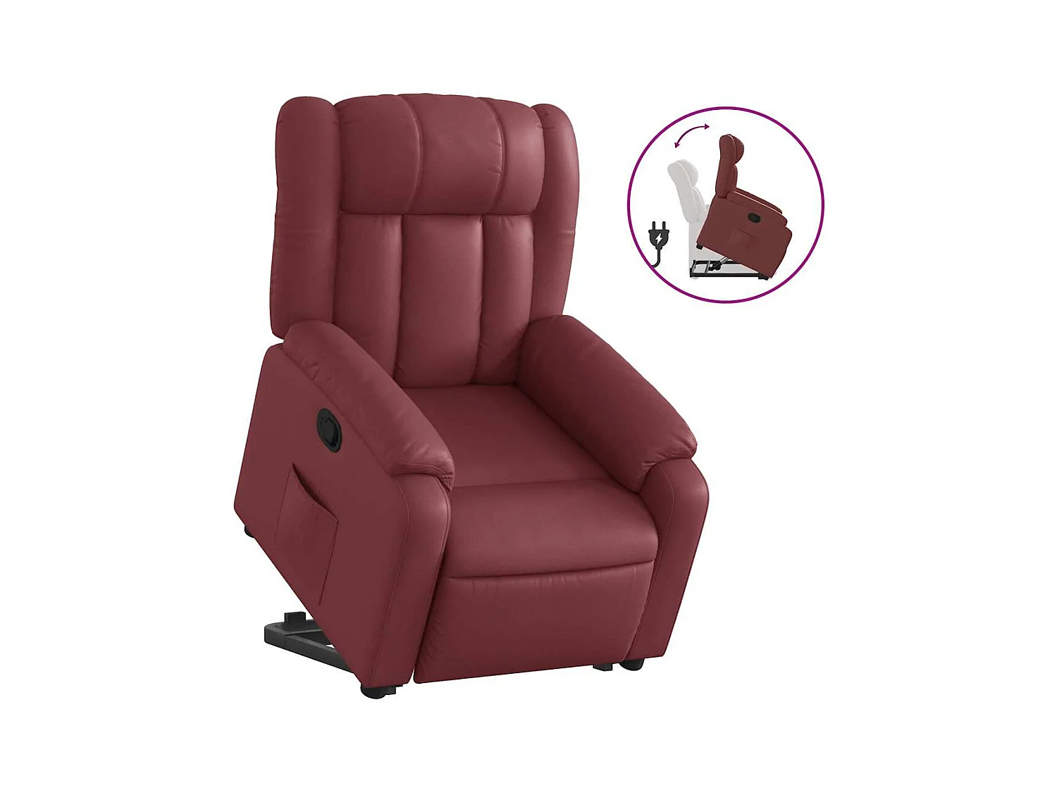 Fauteuil inclinable-Chaise de relax-Fauteuil salon Rouge bordeaux Similicuir SHL1477