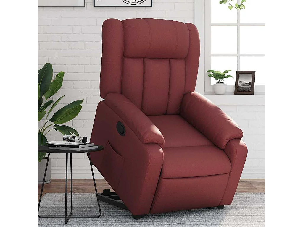 Fauteuil inclinable-Chaise de relax-Fauteuil salon Rouge bordeaux Similicuir SHL1477