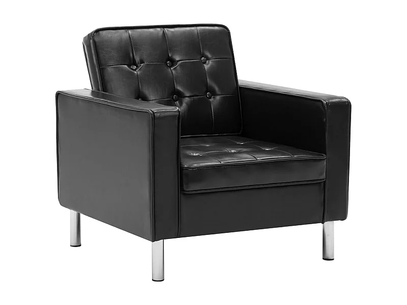 Sillón de salón | Silla negro 75x70x75 cm piel sintética SHL7713