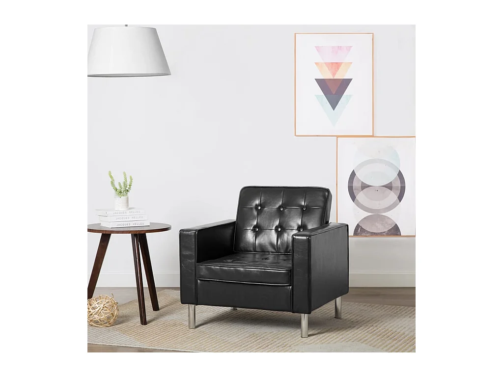 Sillón de salón | Silla negro 75x70x75 cm piel sintética SHL7713
