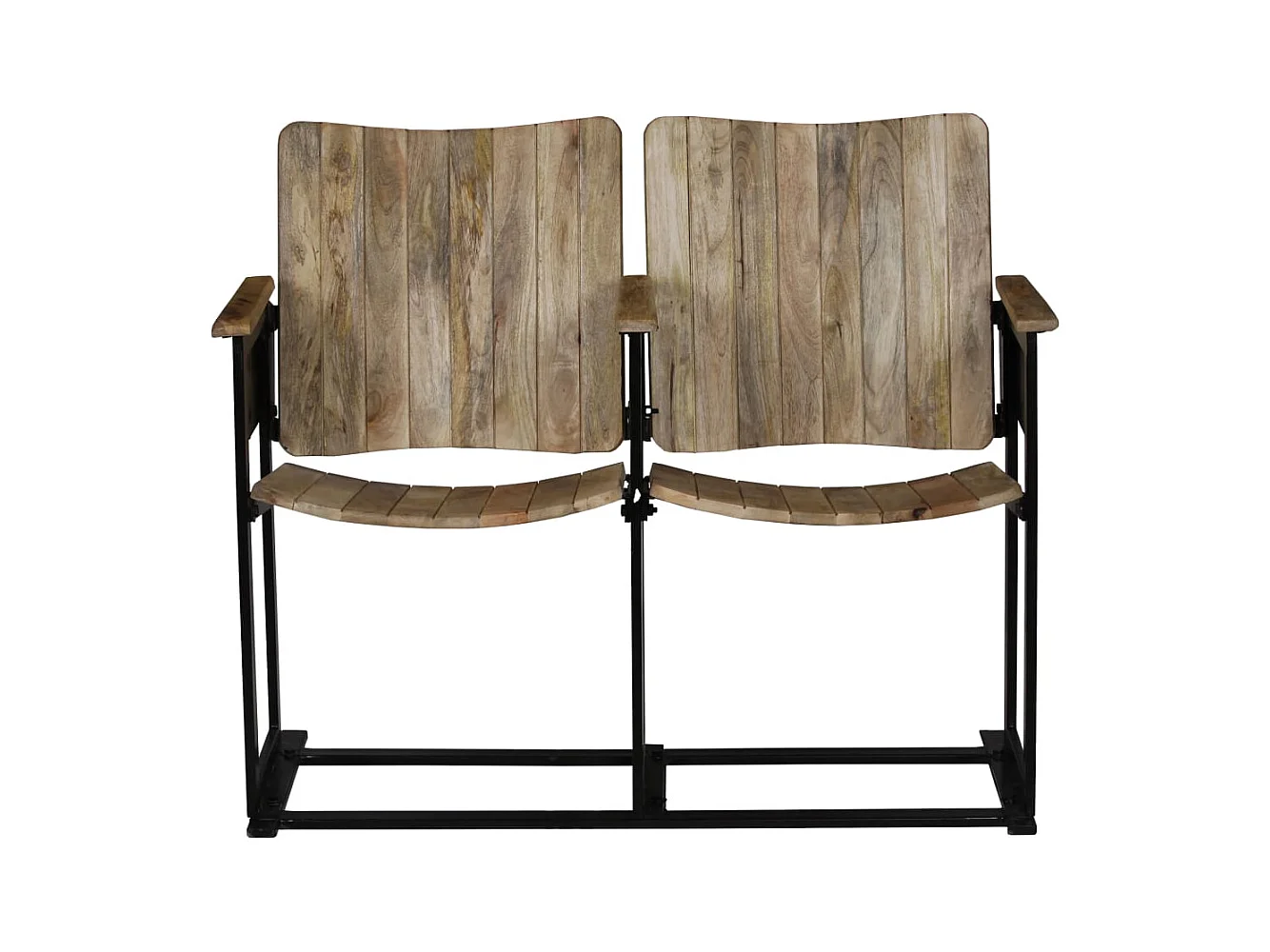 Banco de 2 plazas de madera maciza de mango y acero SHL7975