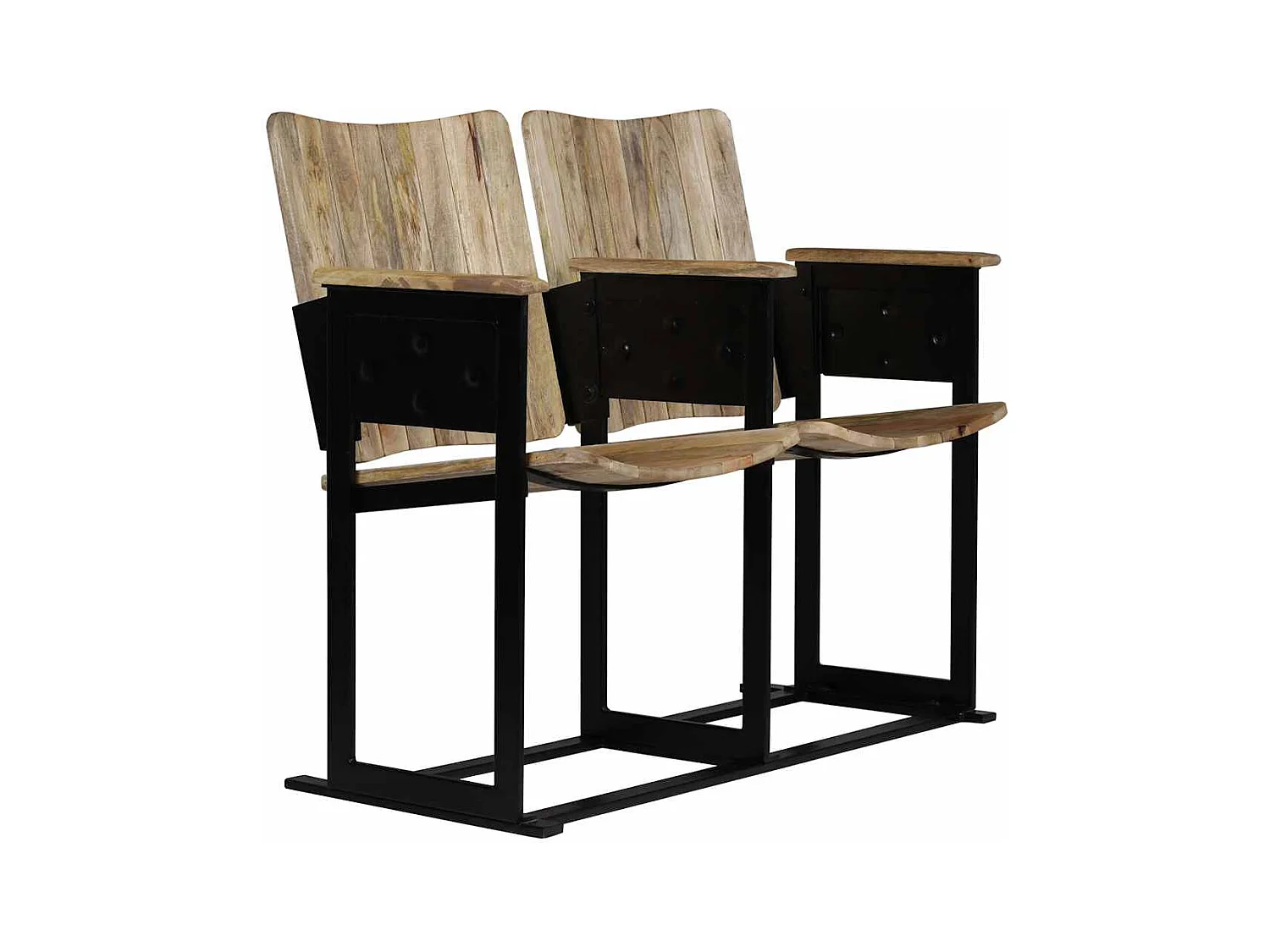 Banco de 2 plazas de madera maciza de mango y acero SHL7975