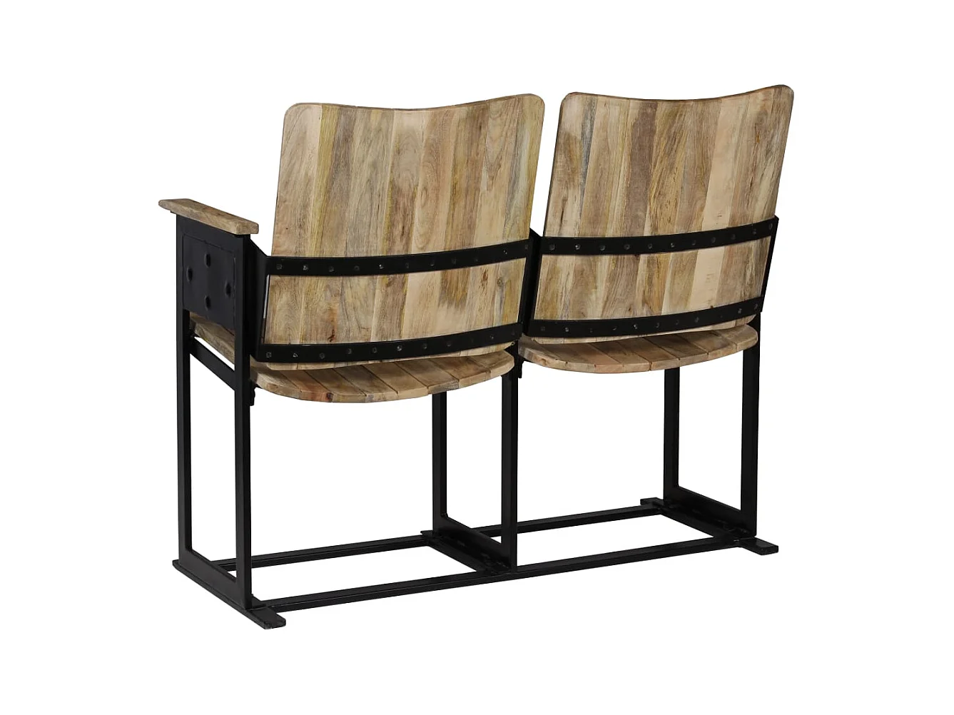 Banco de 2 plazas de madera maciza de mango y acero SHL7975