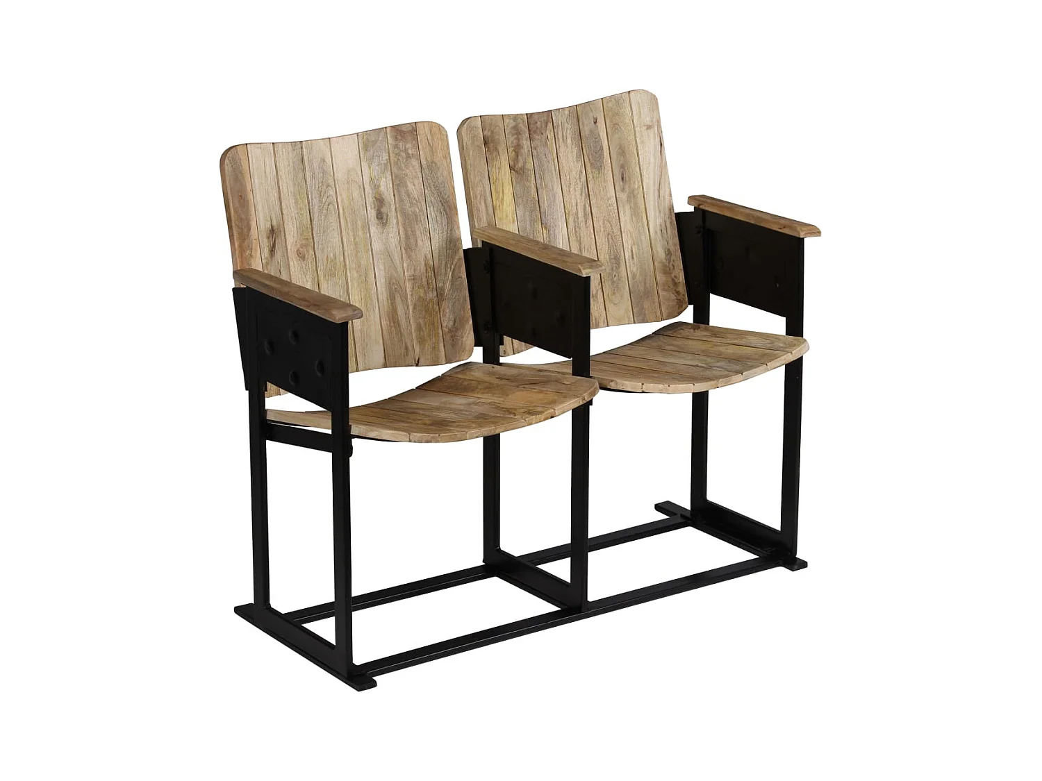 Banco de 2 plazas de madera maciza de mango y acero SHL7975