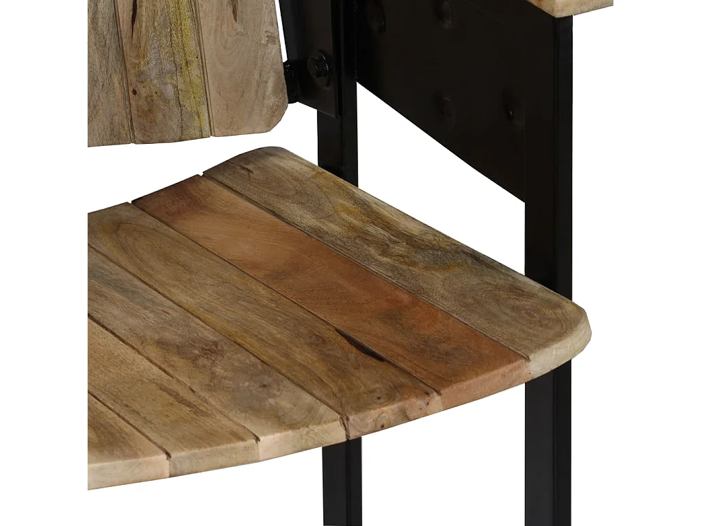 Panca a 2 Posti in Legno Massello di Mango e Acciaio SHL6562