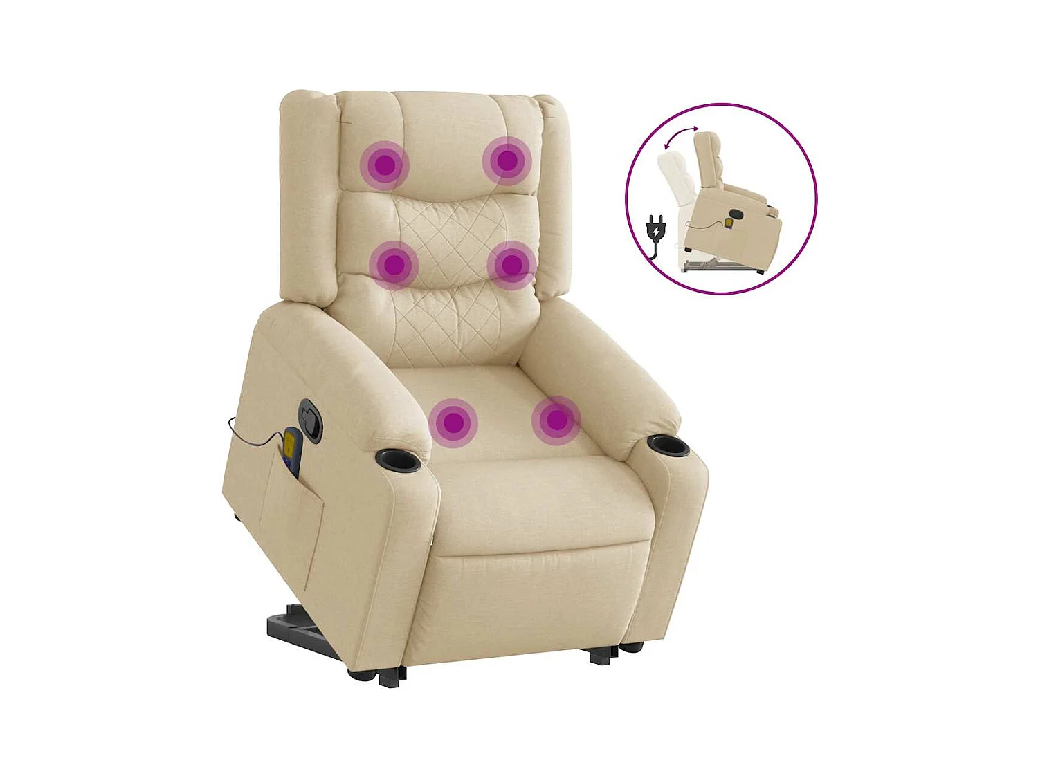 Silla de masaje reclinable de pie de tela color crema SHL4651