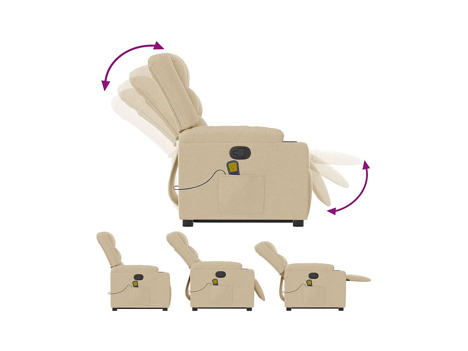 Silla de masaje reclinable de pie de tela color crema SHL4651