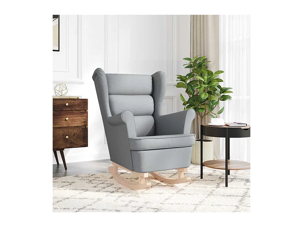 Silla de relax | Silla mecedora de tela gris claro 74x90x102 cm SHL5090