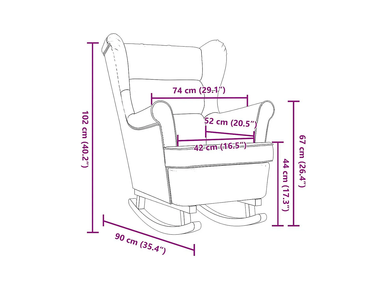 Silla de relax | Silla mecedora de tela gris claro 74x90x102 cm SHL5090