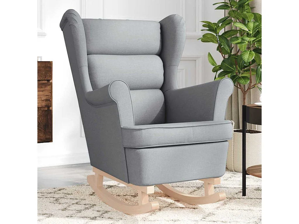 Fauteuil Salon-Chaise de relax-Fauteuil à Bascule gris clair 74x90x102 cm tissu SHL3320