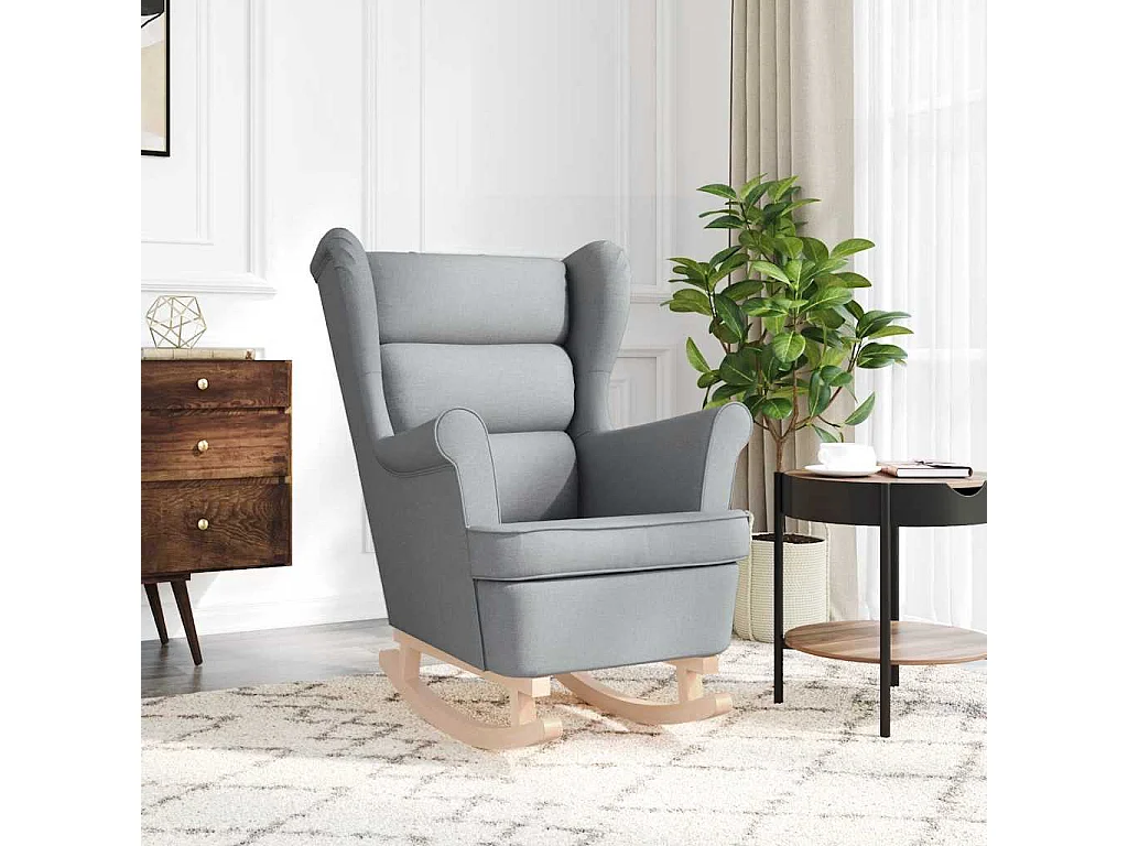 Fauteuil Salon-Chaise de relax-Fauteuil à Bascule gris clair 74x90x102 cm tissu SHL3320