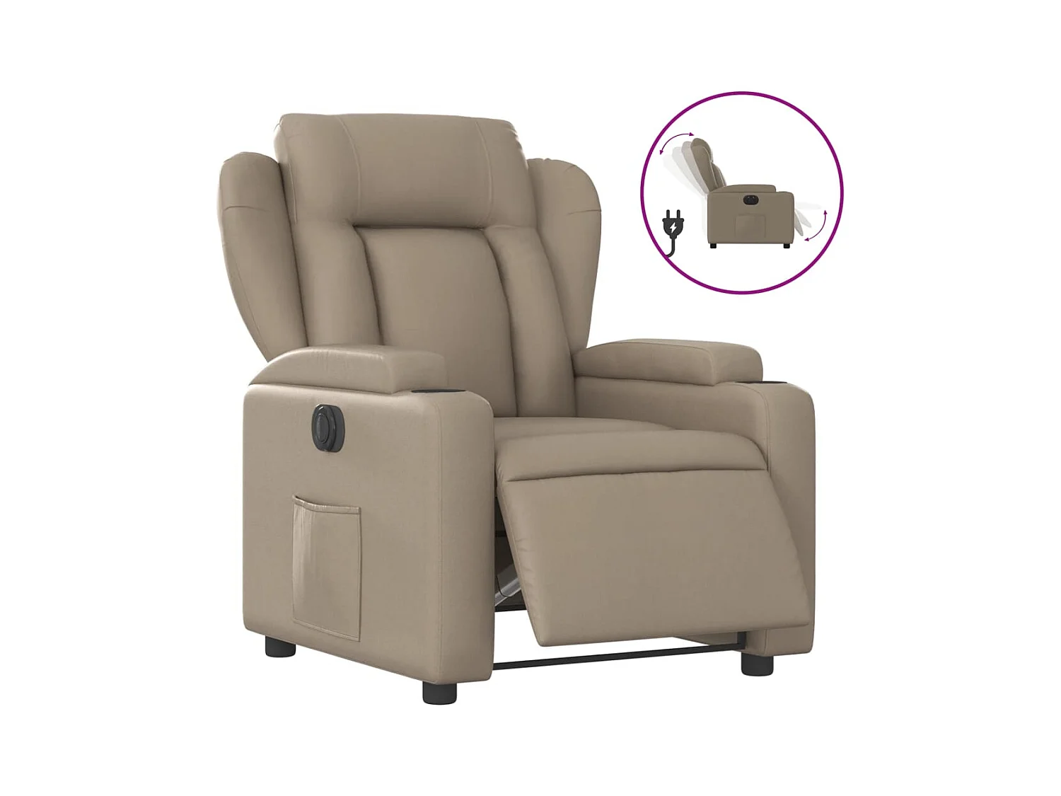 Fauteuil inclinable électrique-Chaise de relax-Fauteuil salon Cappuccino Similicuir SHL4050