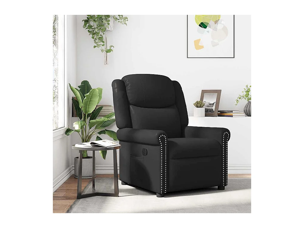 Sillón de relax | Sillón reclinable cuero sintético negro brillante SHL6353