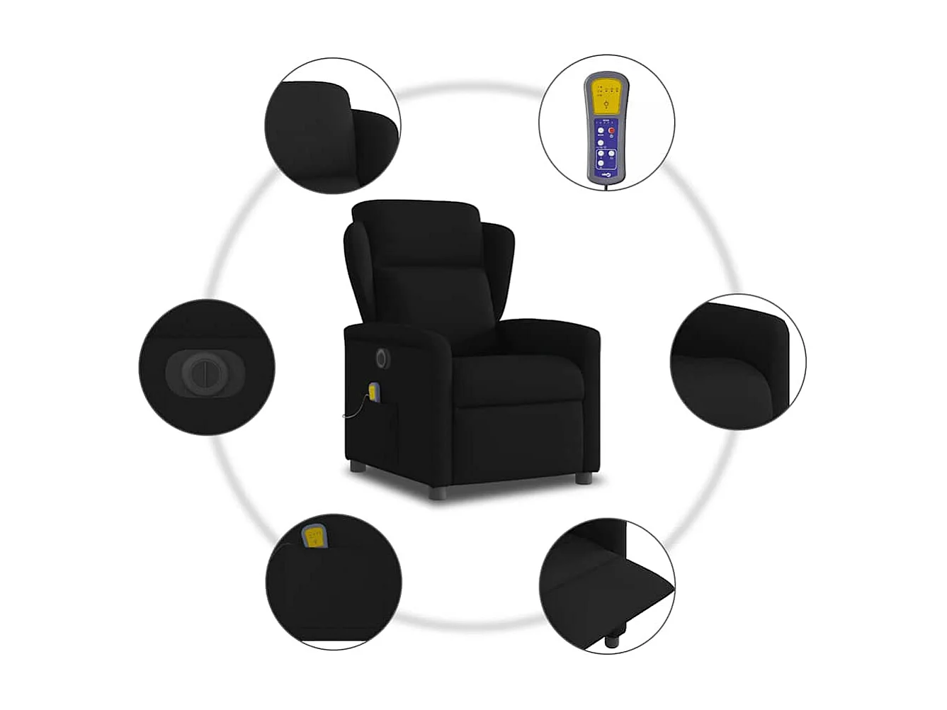 Fauteuil inclinable électrique-Fauteuil de massage de Salon Noir Tissu SHL1232