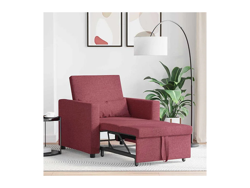 Sofá Cama Individual Rojo vino tinto 90x165x87 cm tela SHL5832