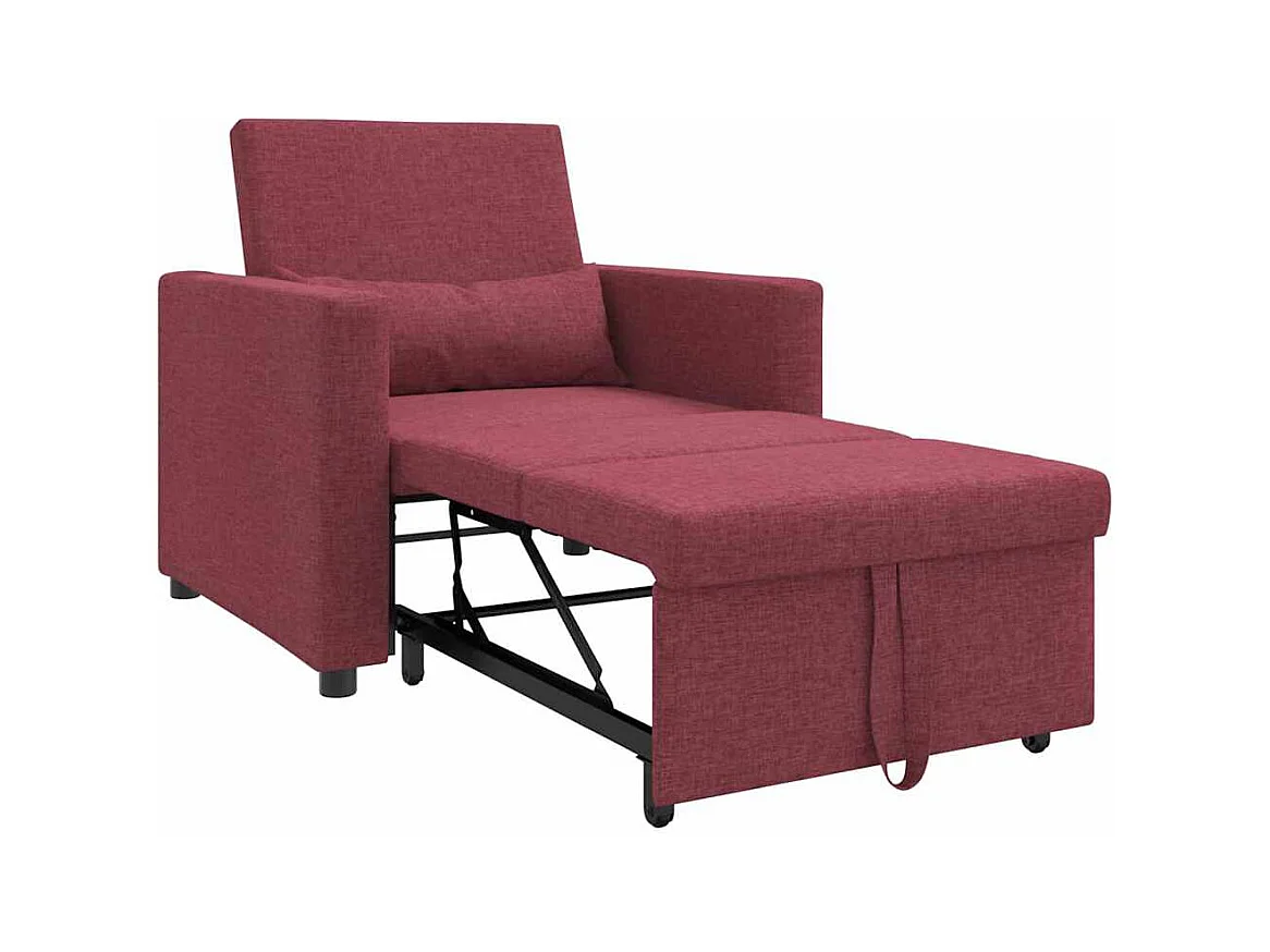 Sofá Cama Individual Rojo vino tinto 90x165x87 cm tela SHL5832