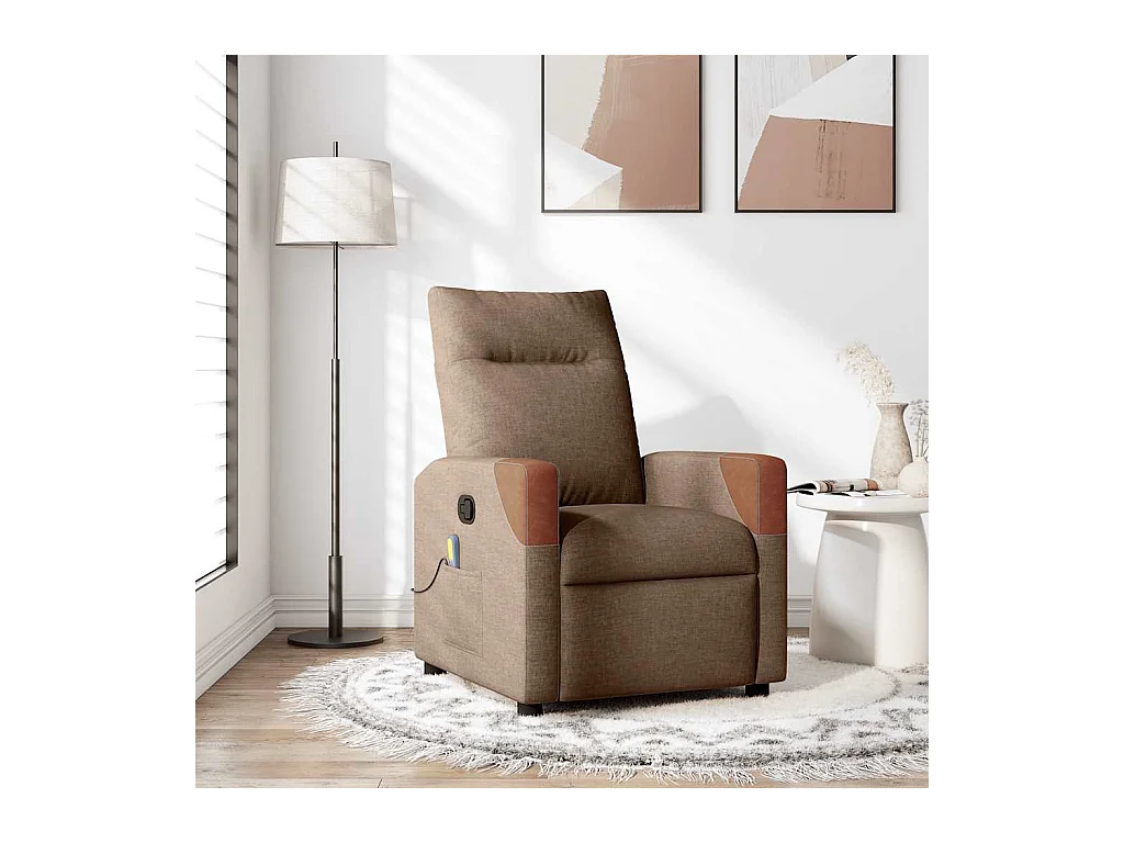 Sillón de relax | Sillón reclinable con masaje de tela marrón SHL6729