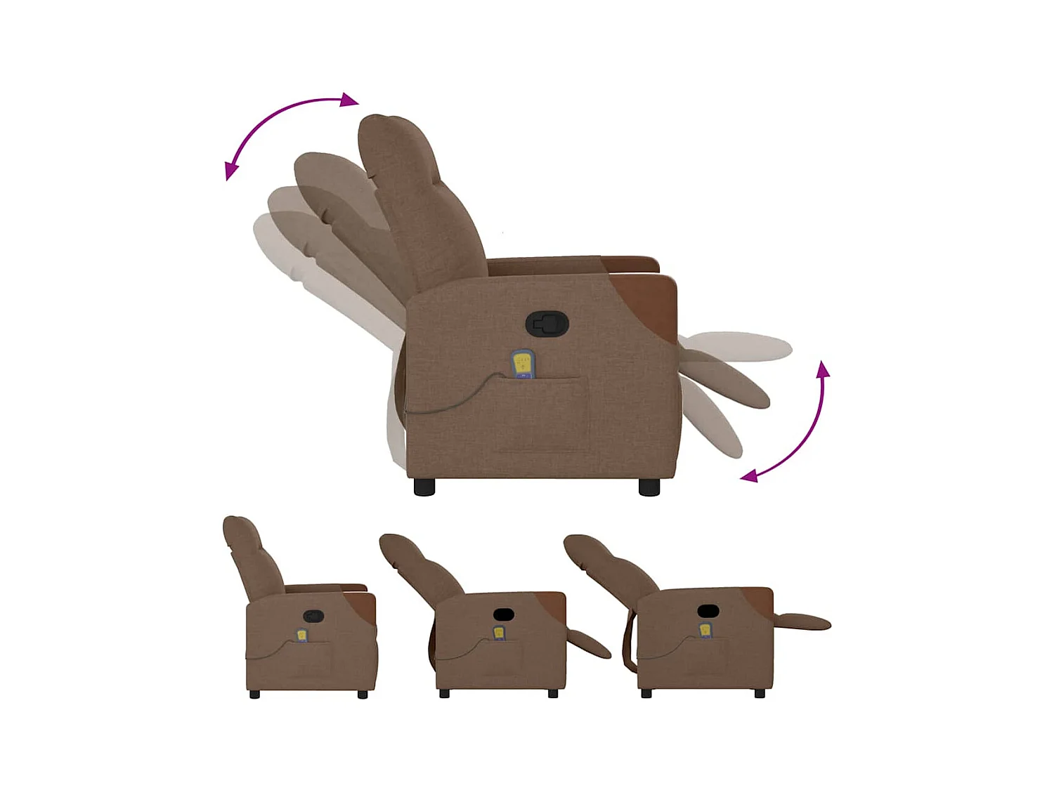 Sillón de relax | Sillón reclinable con masaje de tela marrón SHL6729