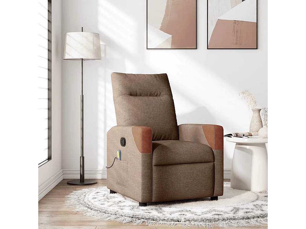 Fauteuil inclinable-Chaise de relax-Fauteuil de Massage Marron Tissu SHL2248