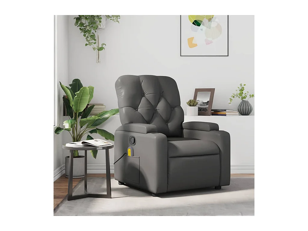 Sillón de salón | Silla | Sillón de masaje reclinable cuero sintético gris SHL4405