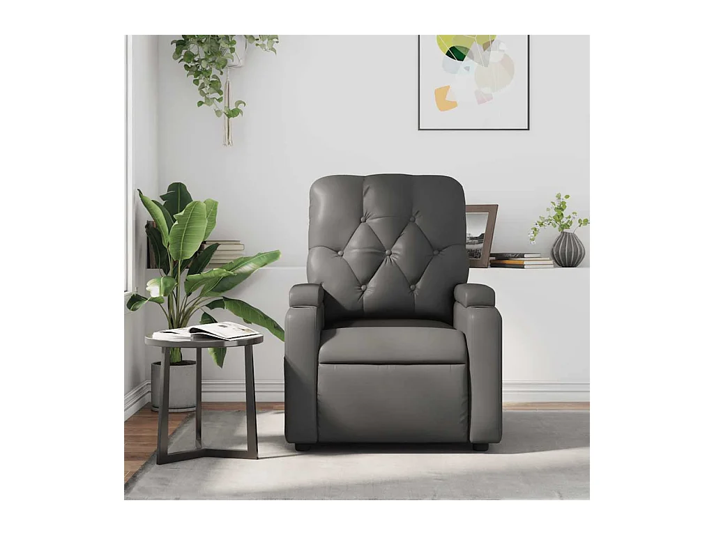 Sillón de salón | Silla | Sillón de masaje reclinable cuero sintético gris SHL4405