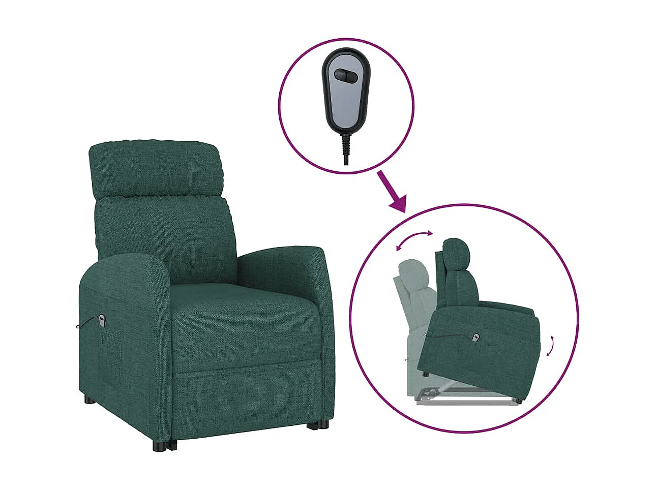 Aufstehsessel-Relaxsessel Dunkelgrün Stoff SHL31502