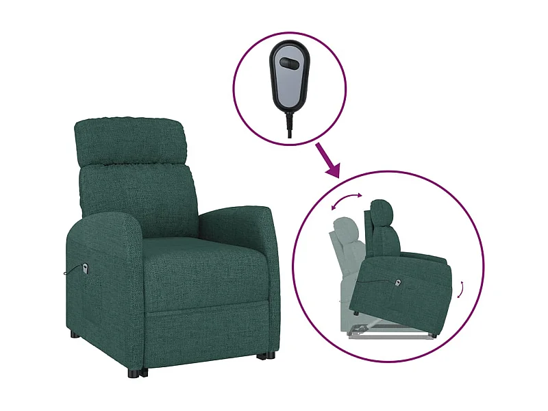 Aufstehsessel-Relaxsessel Dunkelgrün Stoff SHL31502