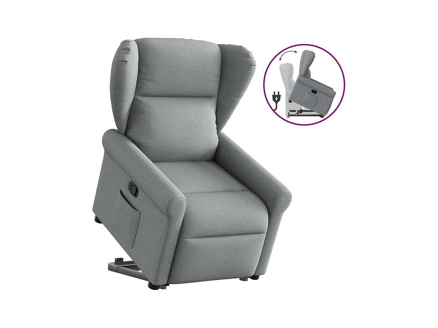 Sillón de relax | Silla | Sillón reclinable elevable de tela gris claro SHL5900